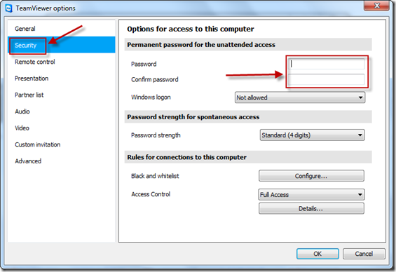 resetting password on free version teamviewer